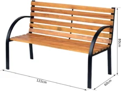 Nancy's Olney Garden Bench - Banc - Banc En Bois - 2 Places - Banc De Parc - Acier - Zwart - Marron - Naturel - 122 X 60 X 80 Cm -Jardin Meubles Magasin 1200x907