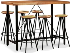 Prolenta Premium - Ensemble De Bar 7 Pièces En Bois D'acacia Massif Et Bois Recyclé