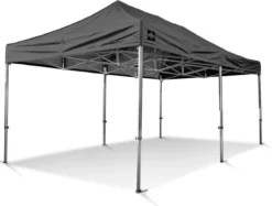 Tente De Fête Easy-Up 3x6 M Tente Pliante GO-UP40 Mm Aluminium Noir Incl. Sac De Transport Gratuit Sur Roulettes Et Kit D'arrimage Avec Piquets