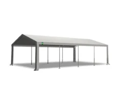 Tente De Fête 5x8 M, 240 Gr M² PE Structure En Acier Galvanisé, Construction Rapide, Avec Vannes De Condensat Et Clapets Anti-tirage | Blanc Gris -Jardin Meubles Magasin 1200x911 10