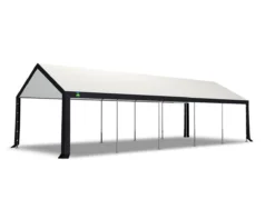 Tente De Fête 4x10 M 240 Gr M² PE Structure En Acier Galvanisé, Construction Rapide, Avec Vannes De Condensat Et Clapets Anti-tirage | Blanc Bleu -Jardin Meubles Magasin 1200x911 5