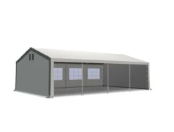 Tente De Fête 5x8 M, 240 Gr M² PE Structure En Acier Galvanisé, Construction Rapide, Avec Vannes De Condensat Et Clapets Anti-tirage | Blanc Gris -Jardin Meubles Magasin 1200x911 9