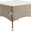 Table De Jardin En Polyrotin Casaria Plateau De Table En Verres 58x58x45 Cm Table D'appoint Beige Grijs