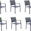 Set - Lot De 6 Chaises De Jardin ORION BETA II Avec Accoudoirs - 6 Fauteuils De Jardin - Empilables - Chaises De Terrasse - Chaises De Chaises De Salle à Manger - Aluminium - Textilène - Anthracite