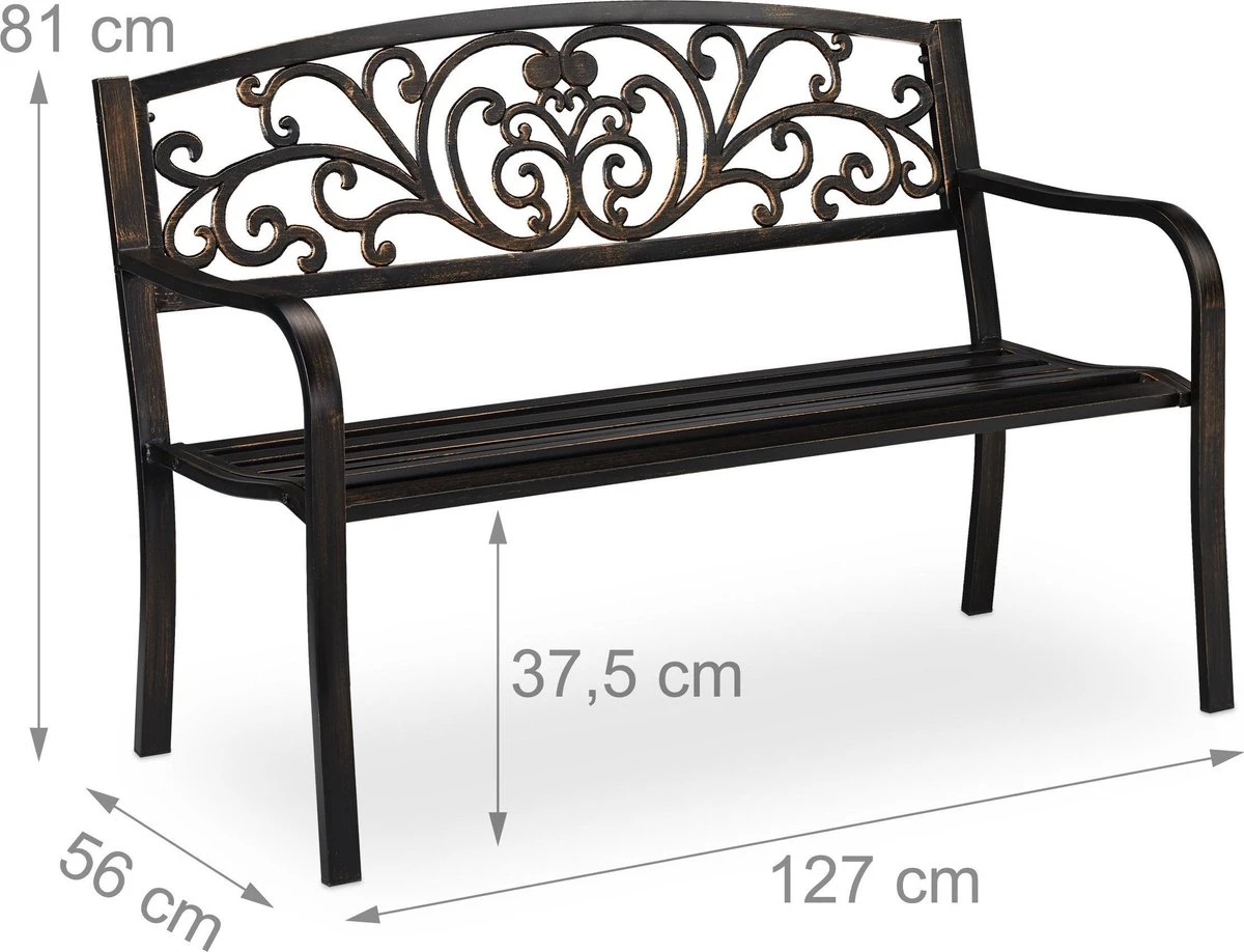 Relaxdays Banc De Jardin Antique - Banc De Parc - Banc De Balcon Deux Places - Fonte - Banc De Jardin Schwarz-Bronze 6 Relaxdays Banc De Jardin Antique - Banc De Parc - Banc De Balcon Deux Places - Fonte - Banc De Jardin Schwarz-Bronze – Image 6