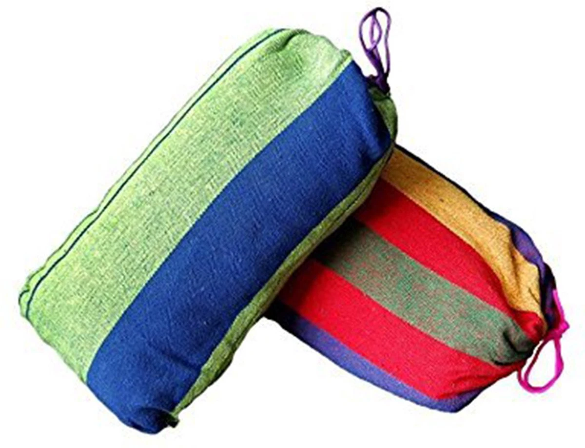 Hamac XL - 2 Personnes - Hamac Double En Toile Robuste - Blauw - Vert - Rayé - Dans Un Sac De Rangement + Cordes De Fixation - Résistant Aux Intempéries - Hamac - Plein Air - Camping - Été - 13 Hamac XL - 2 Personnes - Hamac Double En Toile Robuste - Blauw - Vert - Rayé - Dans Un Sac De Rangement + Cordes De Fixation - Résistant Aux Intempéries - Hamac - Plein Air - Camping - Été - – Image 13