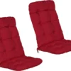 Beautissu Flair HL Set De 2 Coussins De Jardin à Dossier Haut - Coussin Pour Meubles De Jardin - Coussin D'Assise 120x50x8 Cm Rouge - Coussins De Jardin En Qualité Coussin Matelas