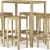 La Dolce Vita - Table GardenBar 7 Pièces Avec Chaises - Ensemble Meuble Bar - Ensemble Meuble Bar - Ensemble Coin Bar - Table Haute Avec Tabourets - Ensemble Bistro Avec Table Et Chaises Bois De Pin Imprégné