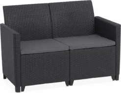 Salon De Alice's Garden CLAIRE - 4 Places - Résine Synthétique - Imitation Osier - Graphite/ Grijs -Jardin Meubles Magasin 1200x921 9