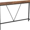 Table Console - Table D'entrée - Table D'appoint - Salon - Structure En Acier - Design Industriel, Vintage - Marron / Zwart - Aspect Bois - 120x23x74cm