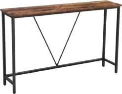 Table Console - Table D'entrée - Table D'appoint - Salon - Structure En Acier - Design Industriel, Vintage - Marron / Zwart - Aspect Bois - 120x23x74cm