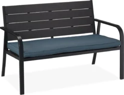 Banc De Jardin Relaxdays Avec Kussen - Banc Extérieur 2 Places En Métal - Banc De Balcon En Plastique - Jardin Avant