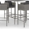 La Dolce Vita - Table De Jardin 5 Pièces Avec Chaises - Meuble Bar - Meuble Bar - Meuble D'angle Bar - Table Haute Avec Tabourets - Ensemble Bistro Avec Table Et Chaises Avec Coussins Poly Rotin Gris