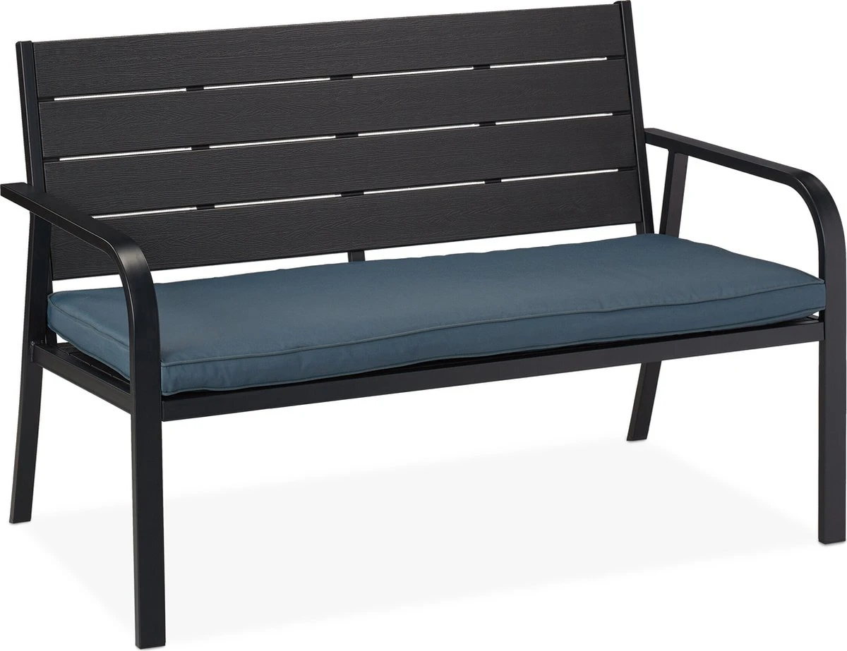 Banc De Jardin Relaxdays Avec Kussen - Banc Extérieur 2 Places En Métal - Banc De Balcon En Plastique - Jardin Avant 1 Banc De Jardin Relaxdays Avec Kussen - Banc Extérieur 2 Places En Métal - Banc De Balcon En Plastique - Jardin Avant