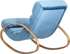 Nancy's Nephi Relax Armchair - Chaise Longue - Chaise Berçante - Fonction D'inclinaison - Fauteuil - Chaise Longue à Bascule - Chaise Longue - Blauw - Or - Velours -Jardin Meubles Magasin 1200x925 3