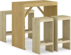 La Dolce Vita - Table GardenBar 5 Pièces Avec Chaises - Meuble Bar - Meuble Bar - Meuble D'angle Bar - Table Haute Avec Tabourets - Meuble Bistro Avec Table Et Chaises Bois De Pin Imprégné