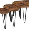 Set De Table D'appoint VASAGLE, 3 Pcs. Tables De Chevet, Tables Basses, Avec Pieds En Métal, Construction Simple, Design Industriel, Vintage Marron-noir LNT14BX
