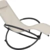 Chaise à Bascule D'extérieur Kamyra® - Chaise Longue, Chaise De Jardin, Chaise Longue - Résistant Aux Intempéries Et Confortable - 152x53x88 Cm - Beige