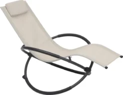 Chaise à Bascule D'extérieur Kamyra® - Chaise Longue, Chaise De Jardin, Chaise Longue - Résistant Aux Intempéries Et Confortable - 152x53x88 Cm - Beige
