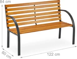 Relaxdays Banc De Jardin En Bois - Structure En Acier - Banc De Parc - Banc De Balcon - Deux Places - Robuste -Jardin Meubles Magasin 1200x933 2