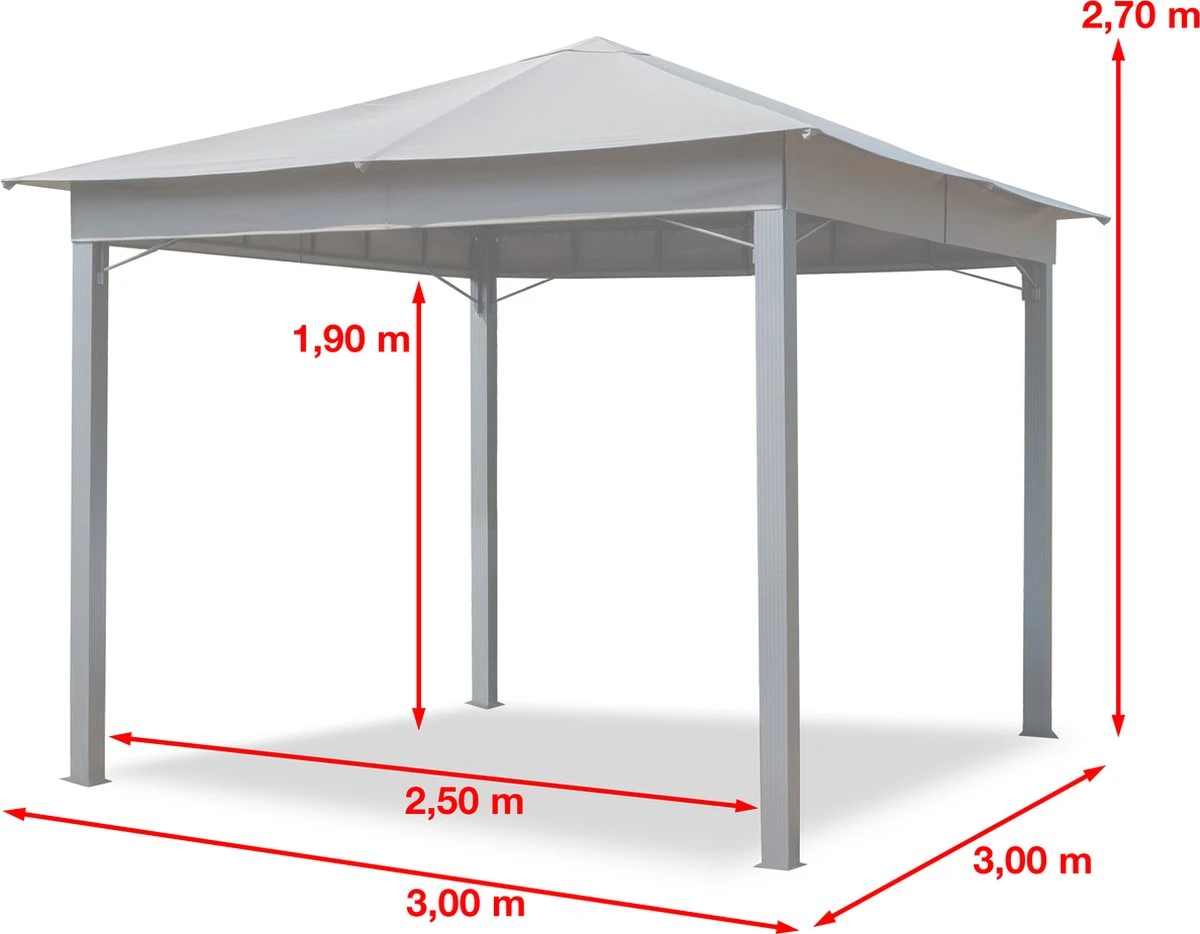 Pavillon De Jardin 3x3 M Environ 180 G/m² Bâche De Toit Pavillon étanche 4 Parois Latérales Tente De Jardin Crème Tente De Réception Environ 6x6 Cm Profil 3 Pavillon De Jardin 3x3 M Environ 180 G/m² Bâche De Toit Pavillon étanche 4 Parois Latérales Tente De Jardin Crème Tente De Réception Environ 6x6 Cm Profil – Image 3