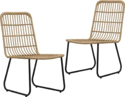 Prolenta Premium - Chaises De Jardin De Jardin 2 Pièces En Polyrotin Couleur Chêne