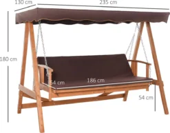 Outsunny Hollywood Balançoire Balançoire De Jardin En Bois Banc De Balançoire Fonction Inclinable 3 Personnes 84A-185 -Jardin Meubles Magasin 1200x936