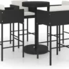 La Dolce Vita - Table De Jardin 5 Pièces Avec Chaises - Meuble Bar - Meuble Bar - Meuble D'angle Bar - Table Haute Avec Tabourets - Ensemble Bistro Avec Table Et Chaises Avec Coussins Poly Rotin Noir