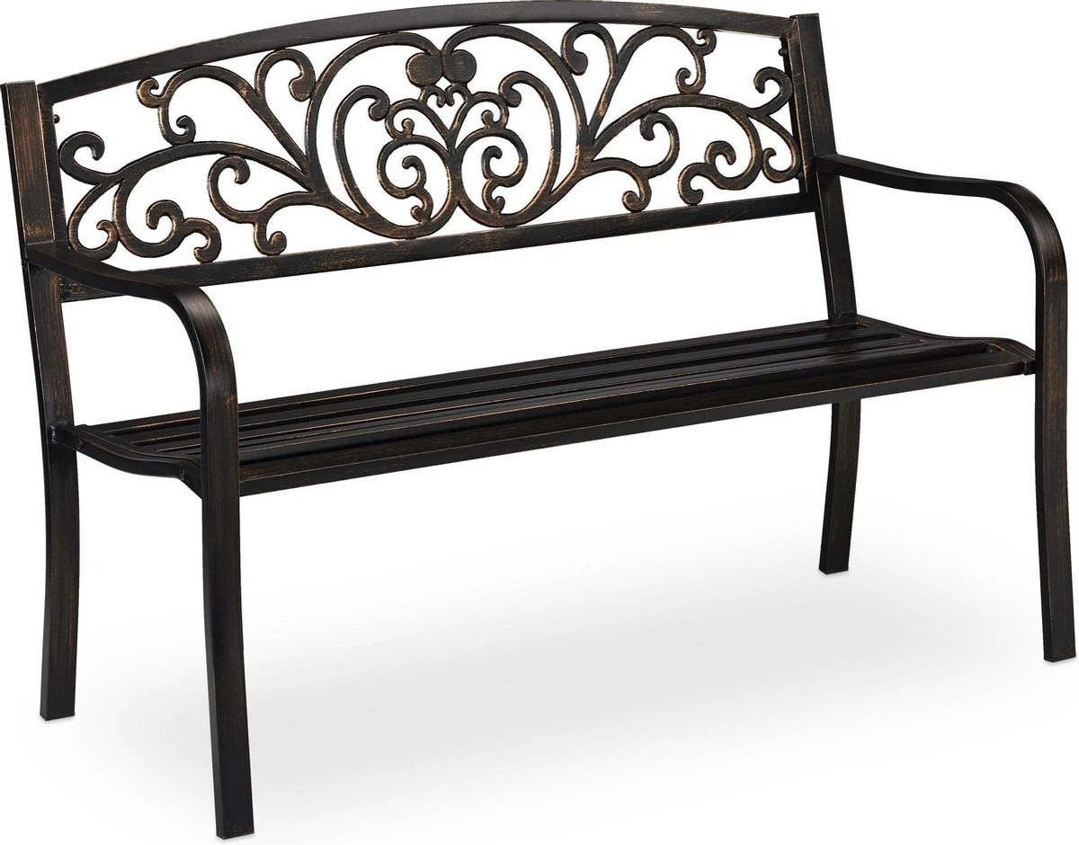 Relaxdays Banc De Jardin Antique - Banc De Parc - Banc De Balcon Deux Places - Fonte - Banc De Jardin Schwarz-Bronze 2 Relaxdays Banc De Jardin Antique - Banc De Parc - Banc De Balcon Deux Places - Fonte - Banc De Jardin Schwarz-Bronze – Image 2