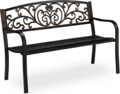 Relaxdays Banc De Jardin Antique - Banc De Parc - Banc De Balcon Deux Places - Fonte - Banc De Jardin Schwarz-Bronze