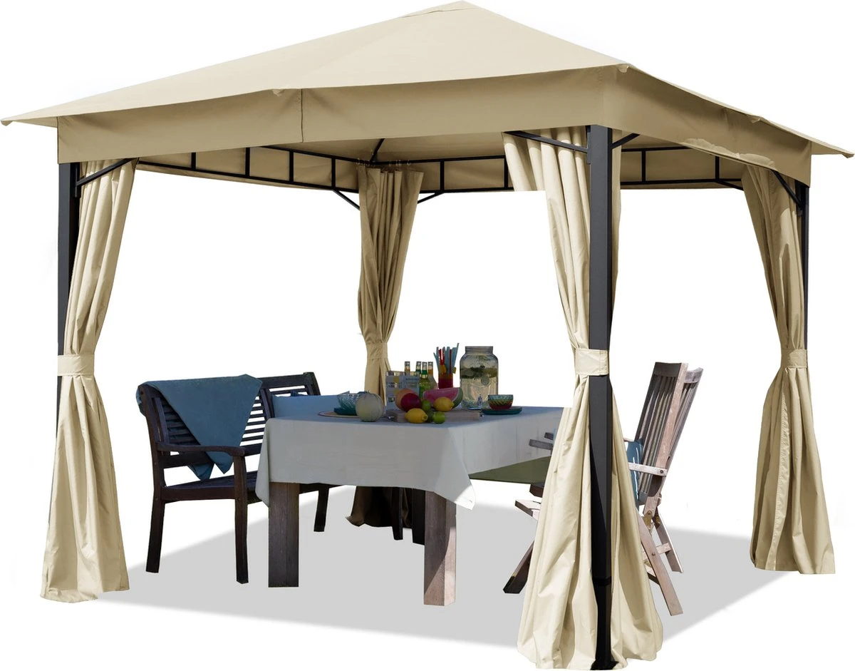 Pavillon De Jardin 3x3 M Environ 180 G/m² Bâche De Toit Pavillon étanche 4 Parois Latérales Tente De Jardin Crème Tente De Réception Environ 6x6 Cm Profil 1 Pavillon De Jardin 3x3 M Environ 180 G/m² Bâche De Toit Pavillon étanche 4 Parois Latérales Tente De Jardin Crème Tente De Réception Environ 6x6 Cm Profil