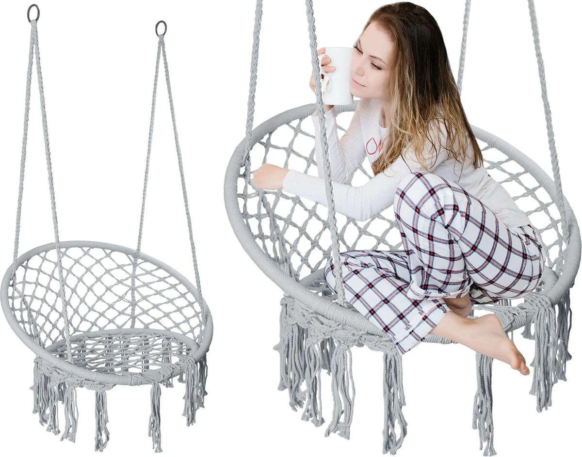 Chaise Suspendue Knout-chaises Suspendues En Corde Nouée, Y Compris Le Kit De Montage Pour L'extérieur. 4 Chaise Suspendue Knout-chaises Suspendues En Corde Nouée, Y Compris Le Kit De Montage Pour L'extérieur. – Image 4