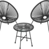 MIRA Home - Ensemble De Jardin - Salon De Jardin - Jardin - Set De 3 - Acier Enduit De Poudre - Zwart - 64x65x77