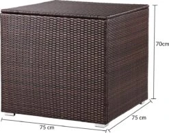 Casaria Coffre De Rangement 75x75x70cm Idéal Coussin Polyrotin Résistant Intempéries Revêtement Brun -Jardin Meubles Magasin 1200x946 2