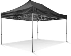 Tente De Fête Easy-Up 3x4,5 M - Tente Pliante Professionnelle GO-UP50 Aluminium Noir Incl. Sac De Transport Gratuit Sur Roulettes Et Kit D'arrimage Avec Piquets