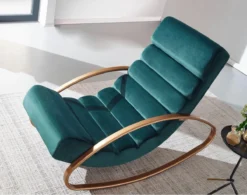 Nancy's Nephi Relax Armchair - Chaise Longue - Chaise Berçante - Fonction D'inclinaison - Fauteuil - Chaise Longue à Bascule - Chaise Longue - Blauw - Or - Velours -Jardin Meubles Magasin 1200x947 7