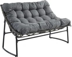 MYLIA Salon De Jardin En Résine Tressée : 1 Canapé 2 Places, 2 Fauteuils Et 1 Table Basse - Gris Anthracite - JONAH L 135 Cm X H 86,5 Cm X P 74 Cm -Jardin Meubles Magasin 1200x948 1