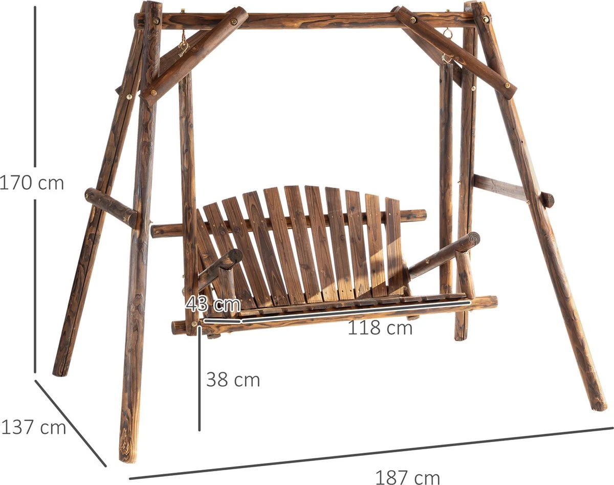 Outsunny Hollywood Balançoire Balançoire De Jardin 2 Places Porche Balançoire Suspendu Banc Bois Massif 84A-086V01 5 Outsunny Hollywood Balançoire Balançoire De Jardin 2 Places Porche Balançoire Suspendu Banc Bois Massif 84A-086V01 – Image 5