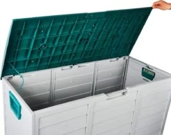 Boîte De Rangement Mobile Teien Jardin 245 Litres - Boîte De Jardin / Boîte De Rangement / Armoire De Jardin / Boîte à Coussins De Jardin - 112x54x50 Cm - Vert Et Blanc -Jardin Meubles Magasin 1200x948 7