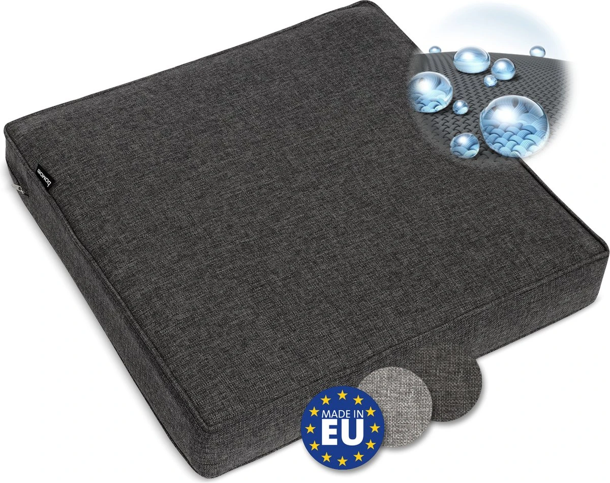 Bomoe Ilano - Coussin D'assise Plein Air Lounge 60x60cm - Coussin De Jardin épaisseur 8cm, Lavable & Protection UV - Anthracite 1 Bomoe Ilano - Coussin D'assise Plein Air Lounge 60x60cm - Coussin De Jardin épaisseur 8cm, Lavable & Protection UV - Anthracite