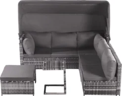 Ensemble De Meubles De Jardin En Rotin Merax 5 Pièces - Ensemble De Salon Tous Temps - Ensemble De Jardin Gris Foncé -Jardin Meubles Magasin 1200x949 9