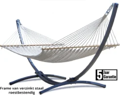 Hamac COLUMBIAN Avec Support - 2 Personnes - Structure En MÉTAL GALVANISÉ Jusqu'à 220 Kg - RÉSISTANT AUX INTEMPÉRIES - Grande Barbados