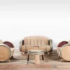 Tonneau De Vin Lounge Set XL "Ilja Gort" 2 X Chaise, 1 X Canapé & 1 X Table Brossé, Poncé