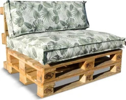 Coussins Pour Palettes In The Mood - Zone Du Dossier Et De L'assise - L120 X L80 / 40 Cm X H12 Cm - Feuilles De Palmier - Vert