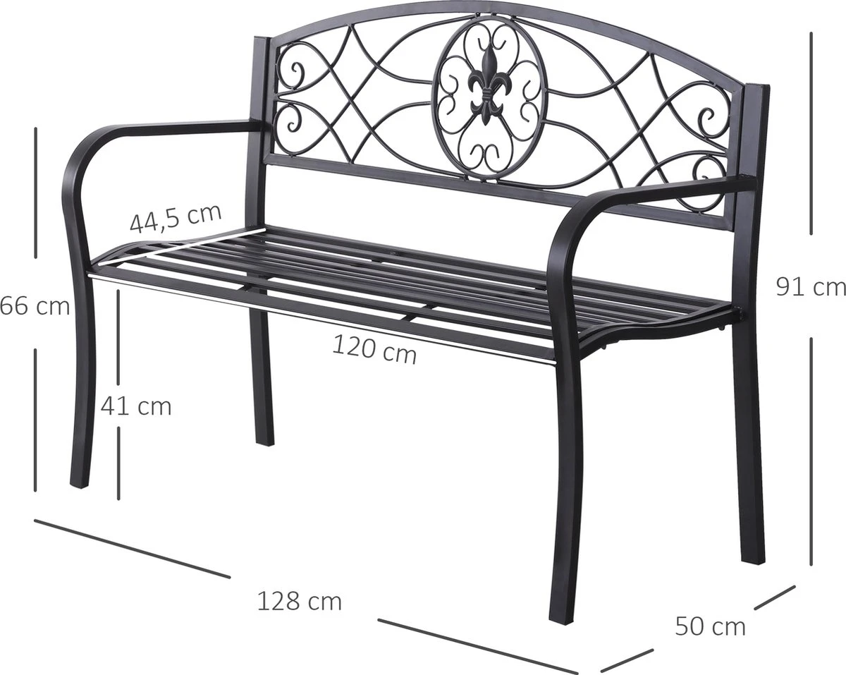 Outsunny Canapé De Jardin 2 Places Banc Mobilier De Jardin Canapé En Métal Avec Accoudoirs Inoxydable 84B-284 3 Outsunny Canapé De Jardin 2 Places Banc Mobilier De Jardin Canapé En Métal Avec Accoudoirs Inoxydable 84B-284 – Image 3