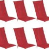 Beautissu Loft HL Set 6 X Coussins De Jardin Dossier Haut - 120 X 50 Cm - Coussin Rouge - Coussin D'assise UV - Coussin De Coussins De Jardin