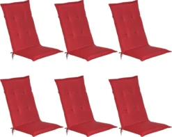 Beautissu Loft HL Set 6 X Coussins De Jardin Dossier Haut - 120 X 50 Cm - Coussin Rouge - Coussin D'assise UV - Coussin De Coussins De Jardin