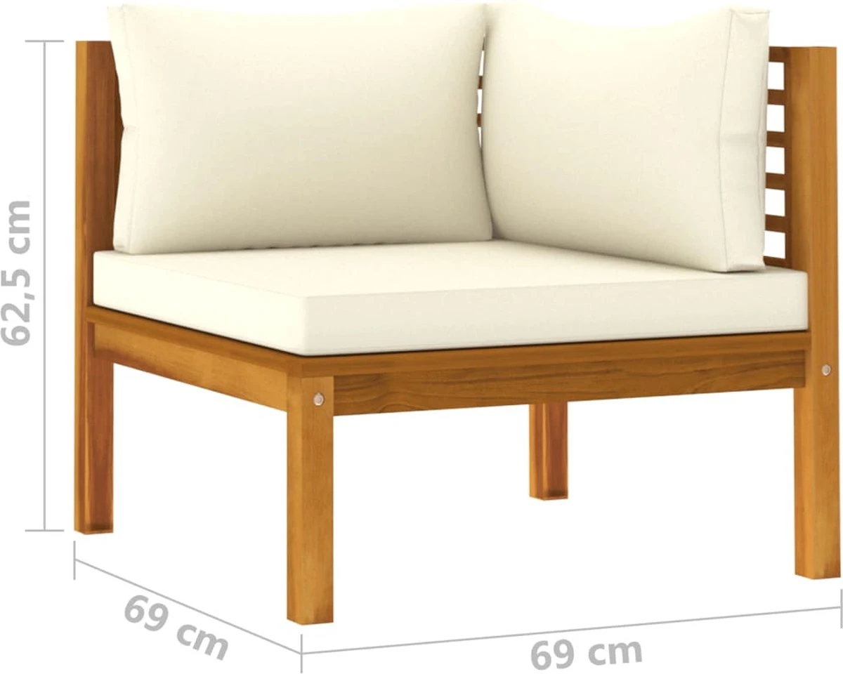 Prolenta Premium - Ensemble De Salon 6 Pièces Avec Coussins Couleur Crème En Bois D'acacia Massif 10 Prolenta Premium - Ensemble De Salon 6 Pièces Avec Coussins Couleur Crème En Bois D'acacia Massif – Image 10