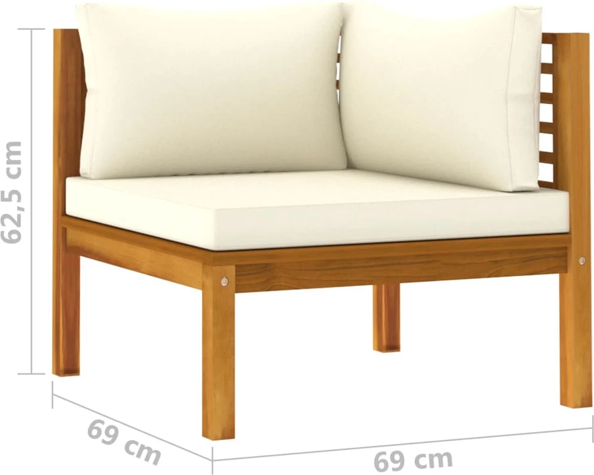 Furniture Limited - Ensemble De Salon 5 Pièces Avec Coussins De Couleur Crème En Bois D'acacia Massif 4 Furniture Limited - Ensemble De Salon 5 Pièces Avec Coussins De Couleur Crème En Bois D'acacia Massif – Image 4