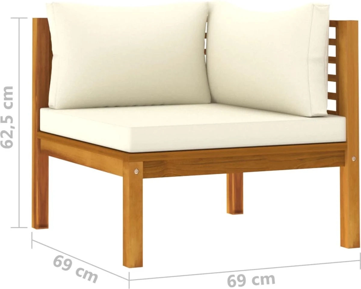 Prolenta Premium - Ensemble De Salon 9 Pièces Avec Coussins Couleur Crème En Bois D'acacia Massif 11 Prolenta Premium - Ensemble De Salon 9 Pièces Avec Coussins Couleur Crème En Bois D'acacia Massif – Image 11